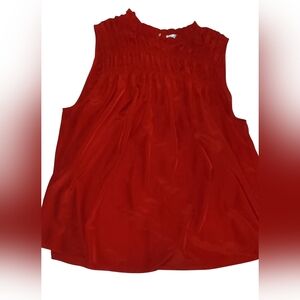 Joie Women's Vibrant Red Sleeveless Blouse Smocked Top Size Large
